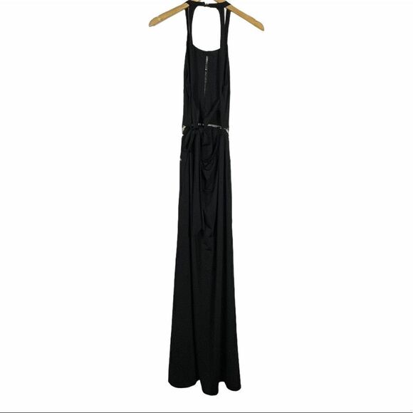 Black Red Roses Slit Maxi Dress - Picture 3 of 12